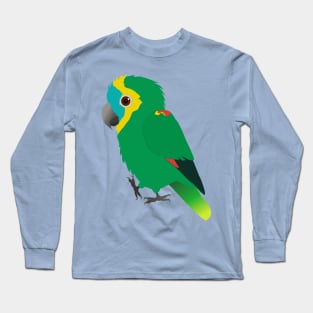 Turquoise-fronted amazon digital vector illustration Long Sleeve T-Shirt